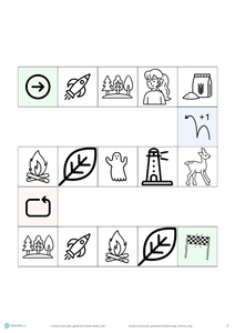 Jeu de parcours articulation, F en position initiale