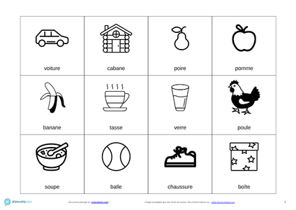 Coloriage et dénomination de mots avec consonne finale
